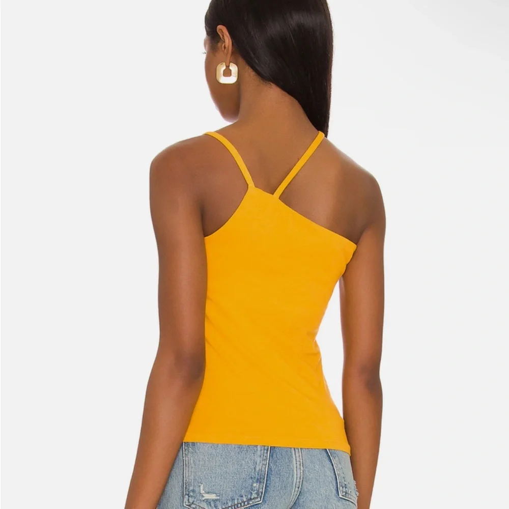 SUNDRY Asymmetrical Strap Cami Tank Top in Mango